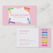 モダンでカラフルな虹はピンクの水玉模様をクレヨンで彩色します 名刺 (正面/裏面)