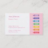 モダンでカラフルな虹はピンクの水玉模様をクレヨンで彩色します 名刺 (裏面)