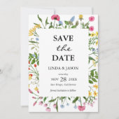 モダンでカラフルな野の花の結婚式Save The Date 招待状 (正面)