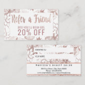 モダンでガーリーなばら色の金ゴールドの花の紹介カード 紹介カード (正面/裏面)