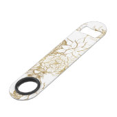 モダンでガーリーなイエロー・ゴールドの花柄のイラストレーション スピード栓抜き (裏面アングル)