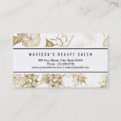 モダンでガーリーなイエロー・ゴールドの花柄のイラストレーション 名刺 (裏面)