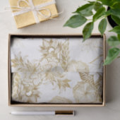 モダンでガーリーなイエロー・ゴールドの花柄のイラストレーション 薄葉紙 (ギフト)