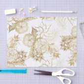 モダンでガーリーなイエロー・ゴールドの花柄のイラストレーション 薄葉紙 (クラフト)