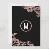 モダンでガーリーな黒のバラの金ゴールドの花の菓子16 招待状 (裏面)