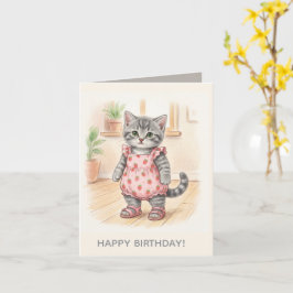 モダンでキュートなピンクの子猫のデザイン 子供の誕生日 カード