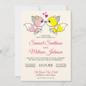 モダンでキュートなロマンティックな狐のカップルの結婚式の招待状 招待状 (正面)