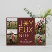 モダンでクラシカルな箔押しホリデーカード「Joyeux Noel」 箔招待状 (立ち正面)