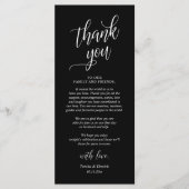 モダンでクラシカルな結婚式のディナーの御礼カード プログラム (正面)