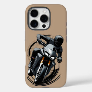 モダンでクリーンなスポーツバイクライダーのミニマリストデザイン iPhone 16 PROケース