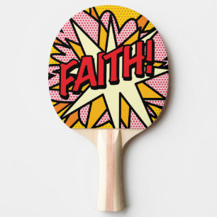 モダンでクールなコミックブックのポップアート FAITH 卓球ラケット