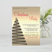 モダンでクールなゴールドのクリスマスツリー 招待状 (スタンド正面)