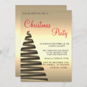 モダンでクールなゴールドのクリスマスツリー 招待状 (正面/裏面)
