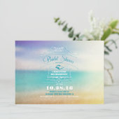 モダンでグラデーションで青いバニラビーチのブライダルシャワー 招待状 (スタンド正面)