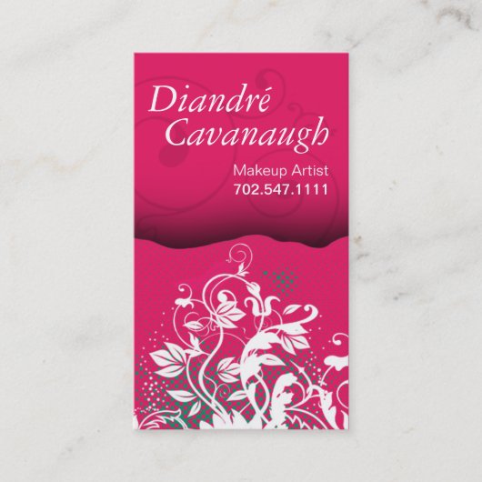 モダンでグランジな花のメーキャップアーティストのテンプレート 名刺 (正面)