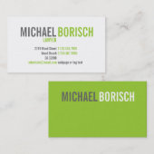 モダンでコンテンポラリーで白い灰色の緑の名刺 名刺 (正面/裏面)