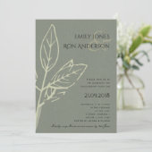 モダンでコンテンポラリーなグレーの葉のエンゲージメント 招待状 (スタンド正面)