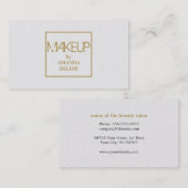 モダンでシックでエレガントな白人のフェイクな金ゴールドのメーキャップアーティスト 名刺 (正面/裏面)