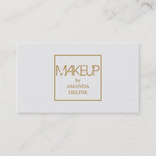 モダンでシックでエレガントな白人のフェイクな金ゴールドのメーキャップアーティスト 名刺 (正面)