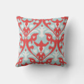 モダンでシックで赤いターコイズのイカットの枕 クッション (裏面)