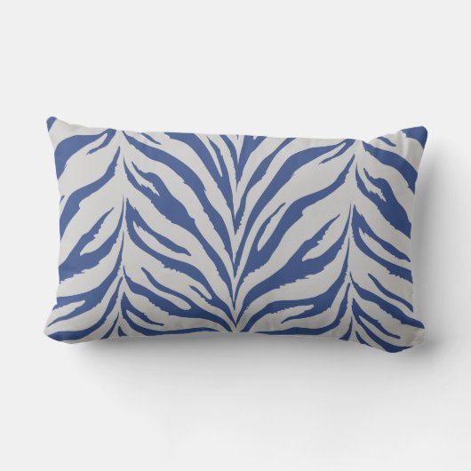 モダンでシックで青および白いシマウマは枕を印刷します ランバークッション (裏面)