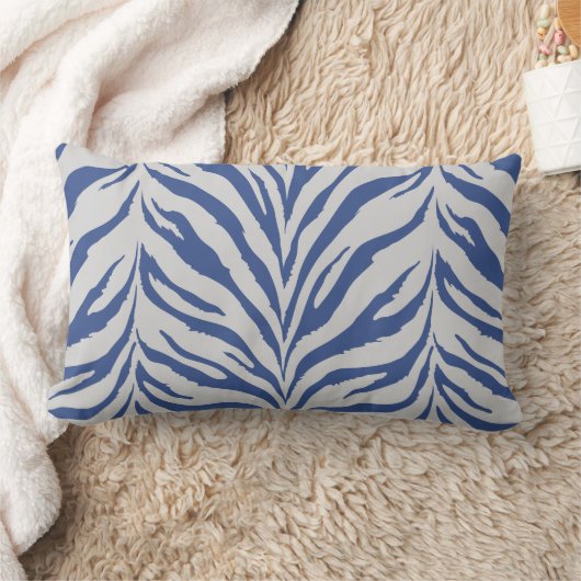 モダンでシックで青および白いシマウマは枕を印刷します ランバークッション (ブランケット)