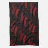 モダンでシックで黒くか赤いシェブロン キッチンタオル (縦)