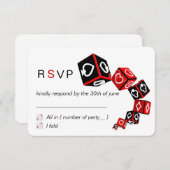 モダンでシックで黒く赤く白いカジノベガスRSVP 出欠カード (正面/裏面)