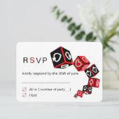 モダンでシックで黒く赤く白いカジノベガスRSVP 出欠カード (スタンド正面)