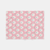 モダンでシックなパステル調ピンクの緑のイカットパターン フリースブランケット (正面(横))