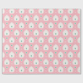 モダンでシックなパステル調ピンクの緑のイカットパターン ラッピングペーパー (フラット)