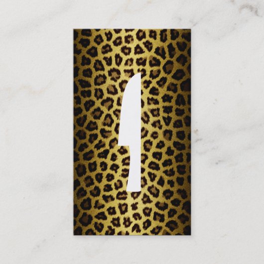 モダンでシックなヒョウのプリントのケータリングのシェフのナイフの調理師 名刺 (正面)