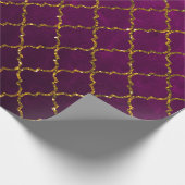 モダンでシックなピンクの金ゴールドのクローバーのグリッターのプリント ラッピングペーパー (角)