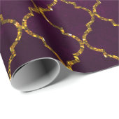 モダンでシックなピンクの金ゴールドのクローバーのグリッターのプリント ラッピングペーパー (ロールコーナー)