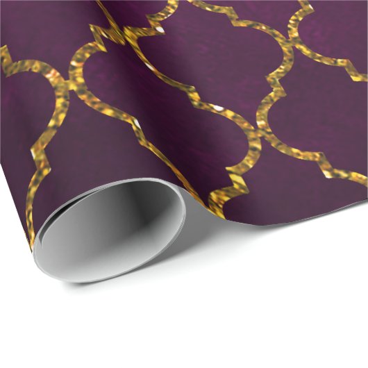 モダンでシックなピンクの金ゴールドのクローバーのグリッターのプリント ラッピングペーパー (ロールコーナー)