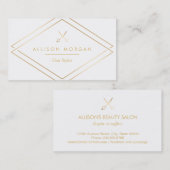 モダンでシックなヘアーサロンのはさみのフェイクな金ゴールドの一見 名刺 (正面/裏面)