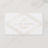 モダンでシックなヘアーサロンのはさみのフェイクな金ゴールドの一見 名刺 (正面)