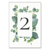 モダンでシックなユーカリの群葉のテーブル数カード テーブルナンバー (裏面)