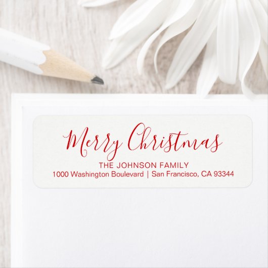 モダンでシックな休日のクリスマスの差出人住所 ラベル (インサイチュ)