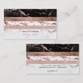 モダンでシックな大理石のばら色の金ゴールドのストライプな化粧 名刺 (正面/裏面)