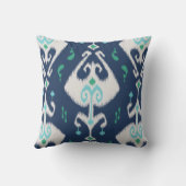 モダンでシックな濃紺および白のイカットは置きます クッション (裏面)