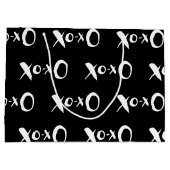 モダンでシックな白黒XOXOの大きいギフトバッグ ラージペーパーバッグ (裏面)