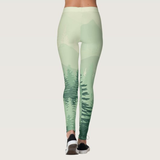 モダンでシックな緑の森林マツレディースレギンス レギンス (裏面)