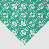 モダンでシックな織り目加工の緑のイカットの種族パターン 薄葉紙 (詳細)