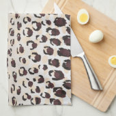 モダンでシックな茶色のチータのプリントパターンモノグラム キッチンタオル (四つ折り)