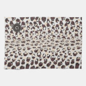モダンでシックな茶色のチータのプリントパターンモノグラム キッチンタオル (横)