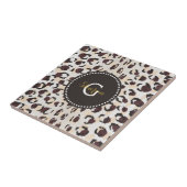 モダンでシックな茶色のチータのプリントパターンモノグラム タイル (側面)