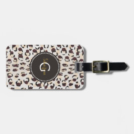 モダンでシックな茶色のチータのプリントパターンモノグラム ラゲッジタグ