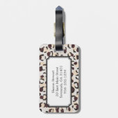 モダンでシックな茶色のチータのプリントパターンモノグラム ラゲッジタグ (裏面縦)