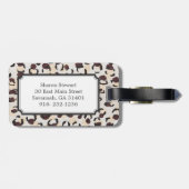 モダンでシックな茶色のチータのプリントパターンモノグラム ラゲッジタグ (裏面横)